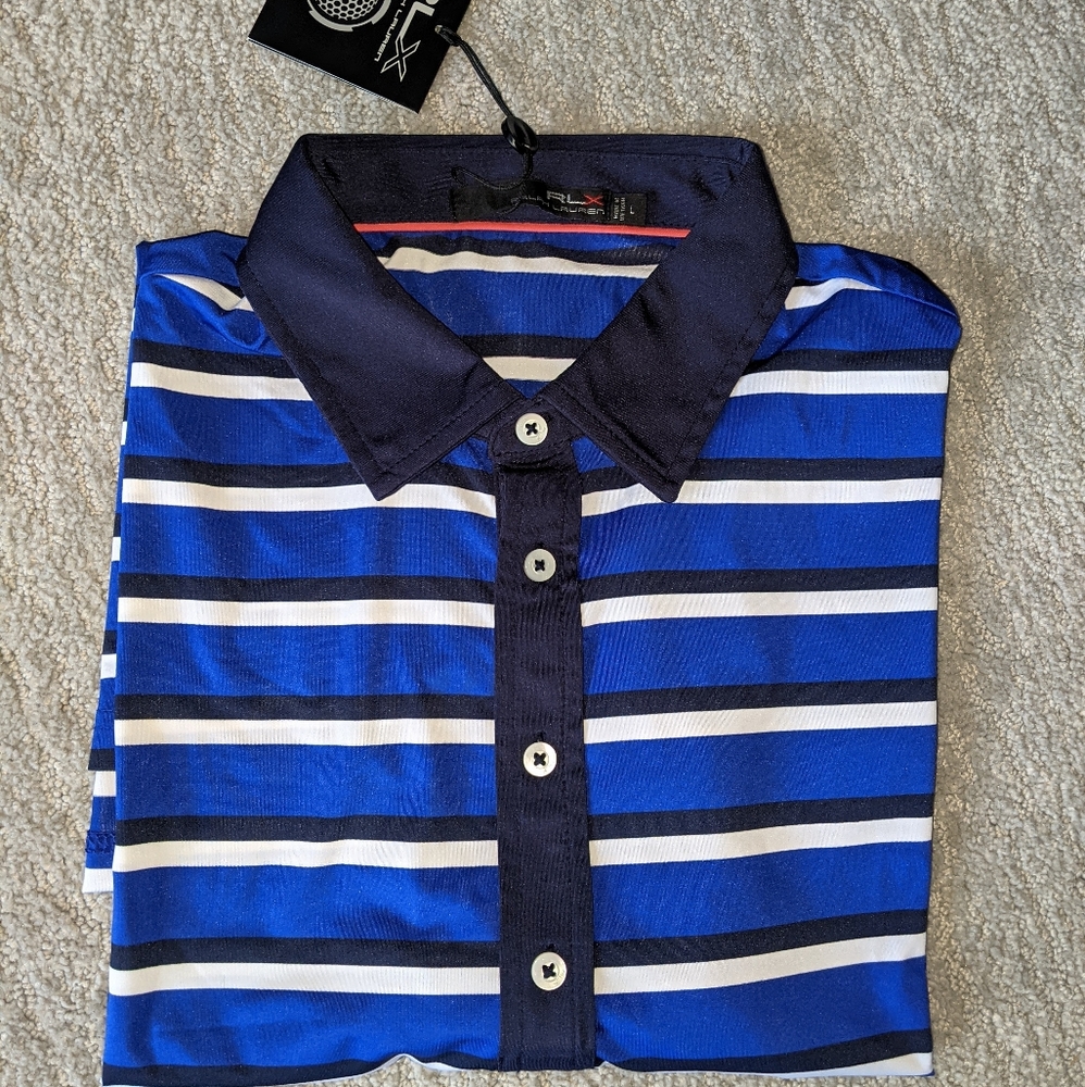 Ralph Lauren Blue and White Striped Polo Shirt